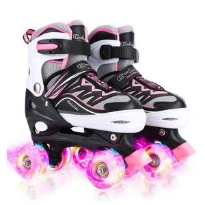 Pink and Black Kids Roller Skates